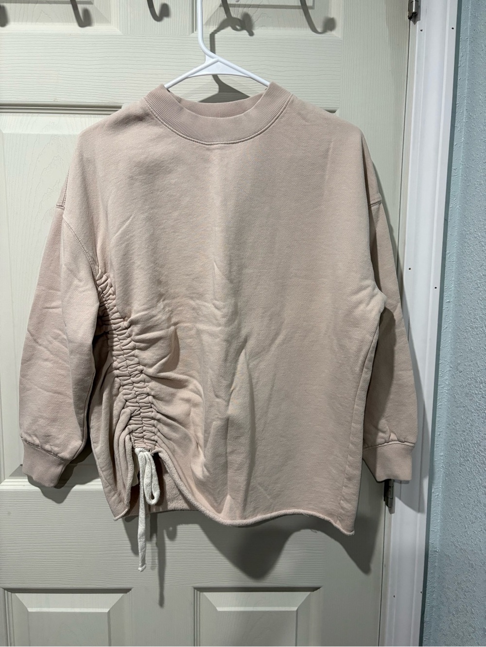 All Saints Beige Ruched-Side Crewneck Sweatshirt